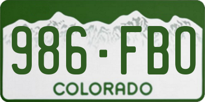 CO license plate 986FBO