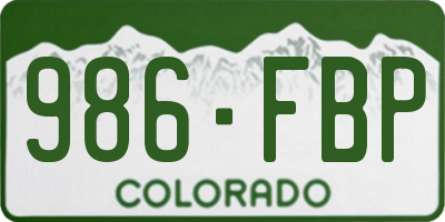 CO license plate 986FBP