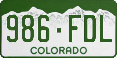 CO license plate 986FDL