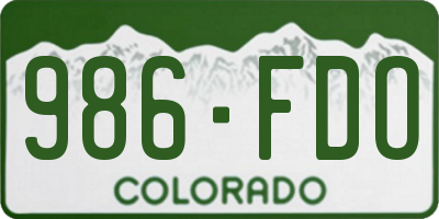CO license plate 986FDO