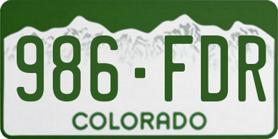 CO license plate 986FDR