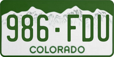 CO license plate 986FDU