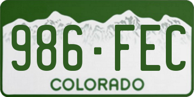 CO license plate 986FEC