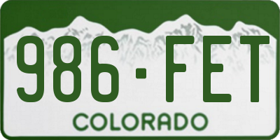 CO license plate 986FET