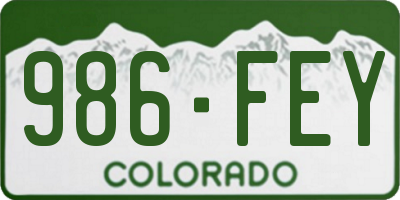 CO license plate 986FEY