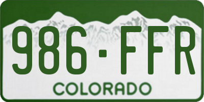 CO license plate 986FFR