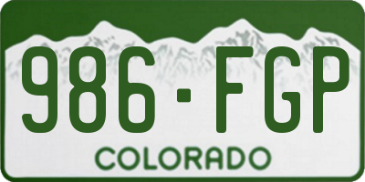 CO license plate 986FGP