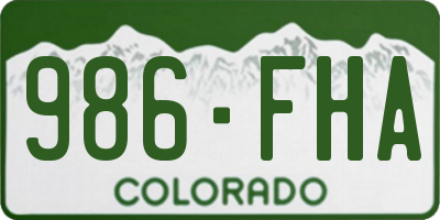 CO license plate 986FHA