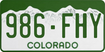 CO license plate 986FHY