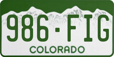CO license plate 986FIG