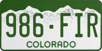 CO license plate 986FIR