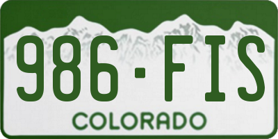 CO license plate 986FIS