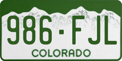 CO license plate 986FJL