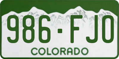 CO license plate 986FJO