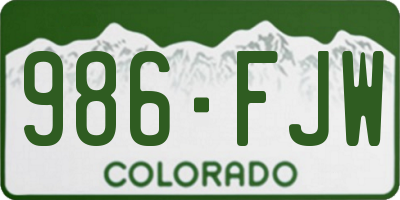 CO license plate 986FJW