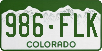CO license plate 986FLK