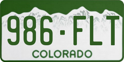 CO license plate 986FLT