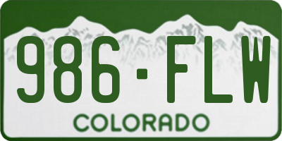 CO license plate 986FLW