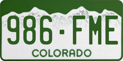 CO license plate 986FME