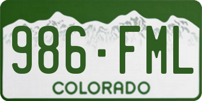 CO license plate 986FML