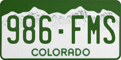 CO license plate 986FMS