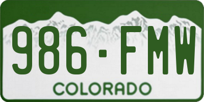 CO license plate 986FMW