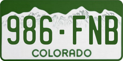CO license plate 986FNB