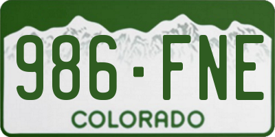 CO license plate 986FNE