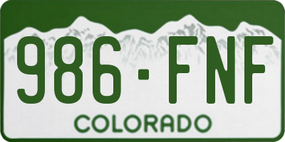 CO license plate 986FNF