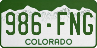 CO license plate 986FNG