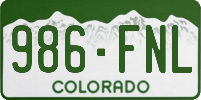 CO license plate 986FNL