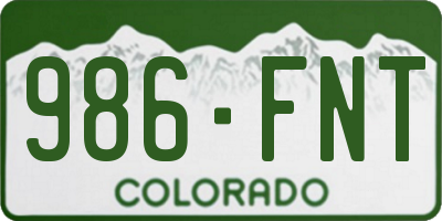 CO license plate 986FNT