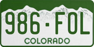CO license plate 986FOL