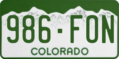 CO license plate 986FON