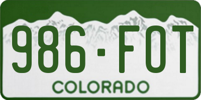 CO license plate 986FOT