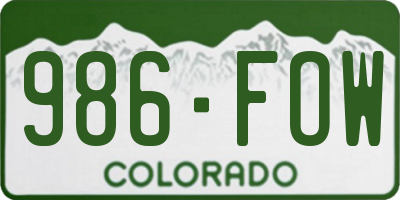CO license plate 986FOW