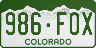 CO license plate 986FOX