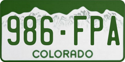 CO license plate 986FPA