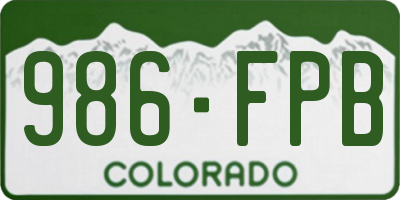 CO license plate 986FPB