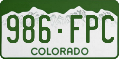 CO license plate 986FPC