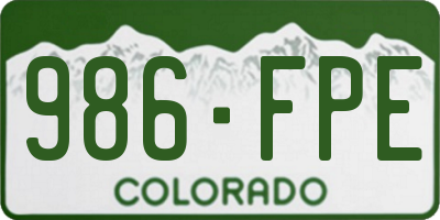 CO license plate 986FPE