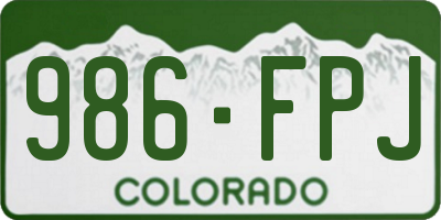 CO license plate 986FPJ