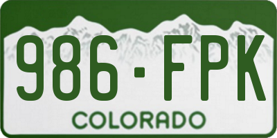 CO license plate 986FPK