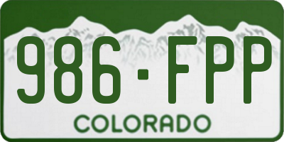CO license plate 986FPP