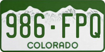 CO license plate 986FPQ