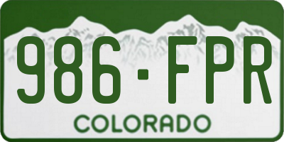 CO license plate 986FPR