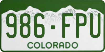 CO license plate 986FPU