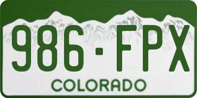 CO license plate 986FPX
