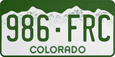 CO license plate 986FRC