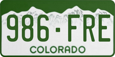 CO license plate 986FRE
